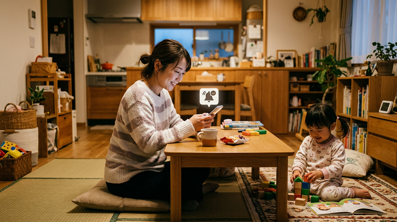 プッシュ通知で情報を受け取るイメージ