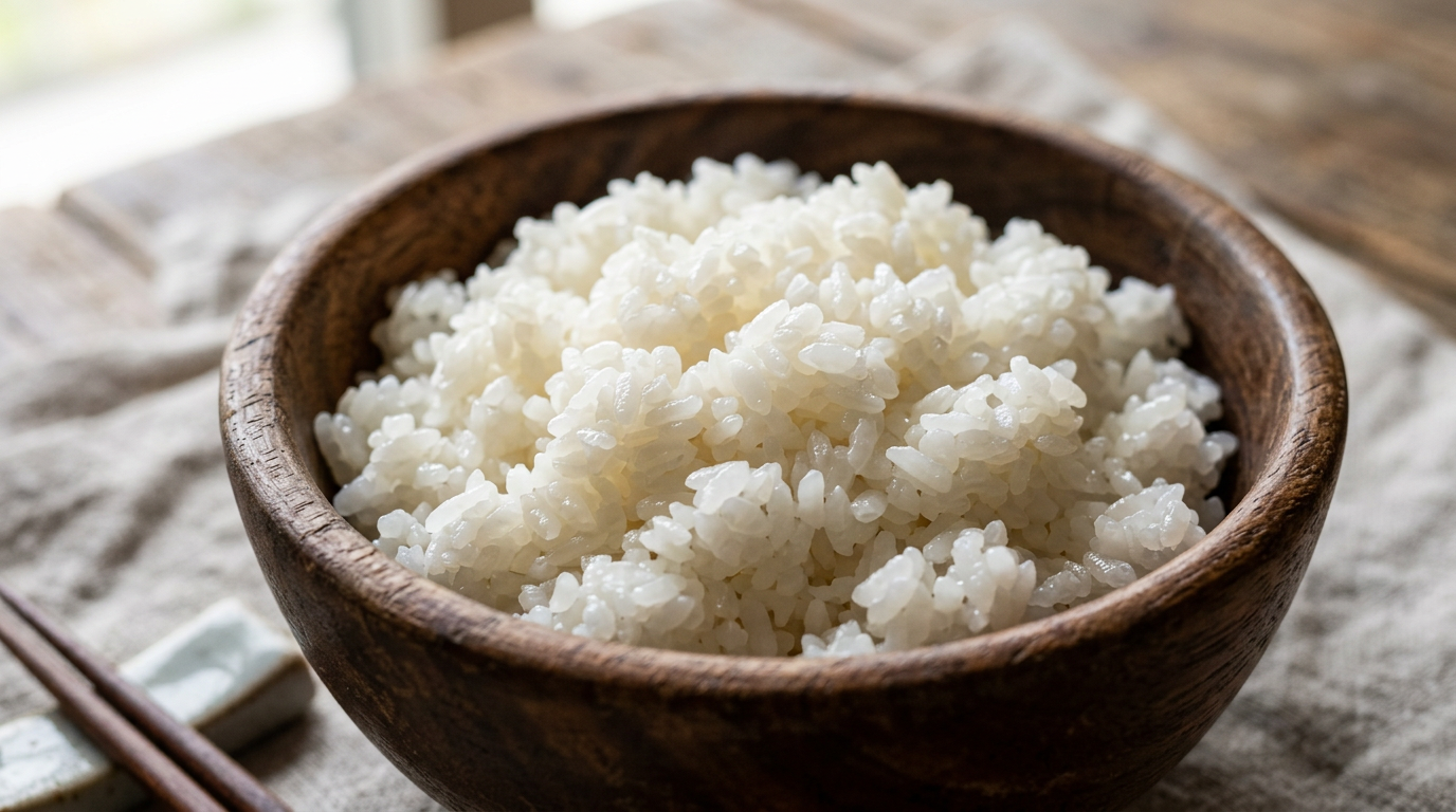 飯茶碗に盛った白飯のイメージ。本件の銘柄の実物・ブランド撮影ではない。