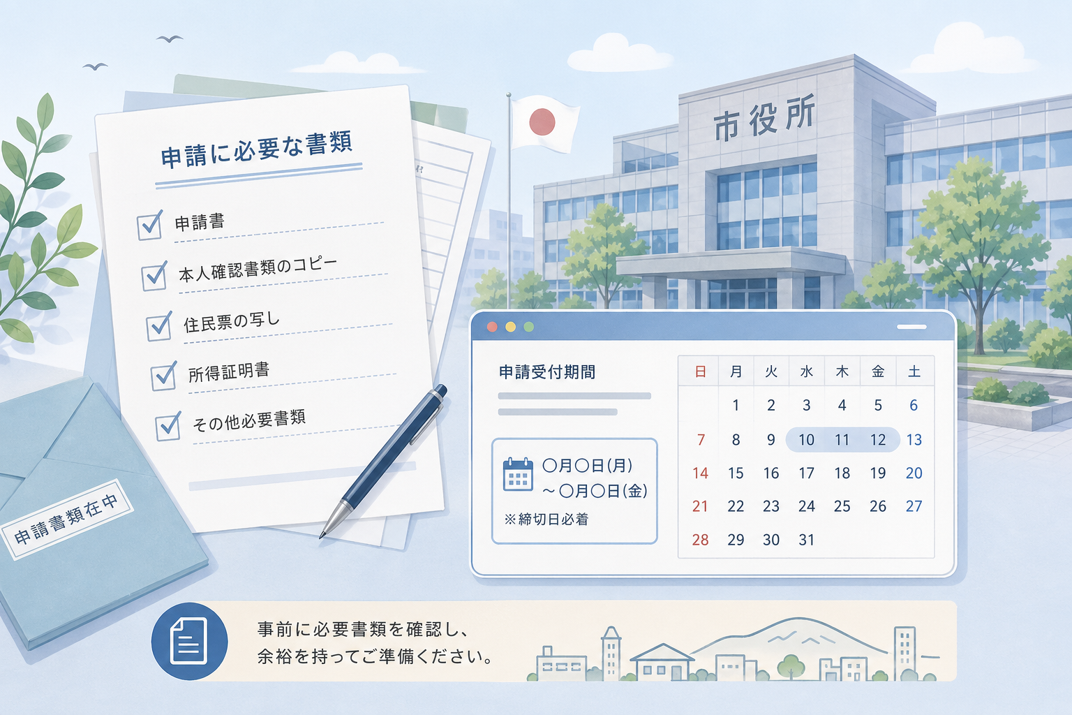 ※生成AI。手続・書類のイメージ。公式様式の代用ではありません