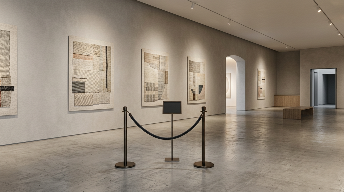 展示ホールの照明とスペースをイメージした編集部作成のイラスト。文化イベントの会場イメージとして抽象的に表現する。