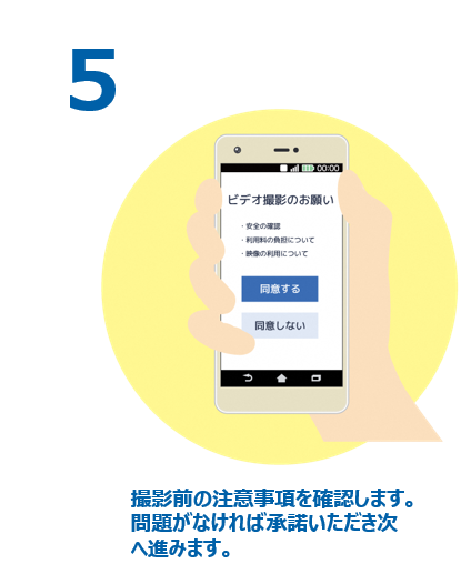 Live119利用時に注意事項を確認する画面を示す高島市公式の案内イラスト
