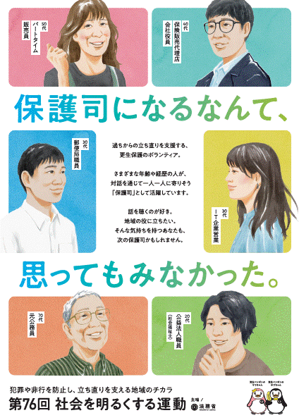 更生保護サポートセンターの相談案内。開所日時や相談内容、連絡先が示された市公式の案内図