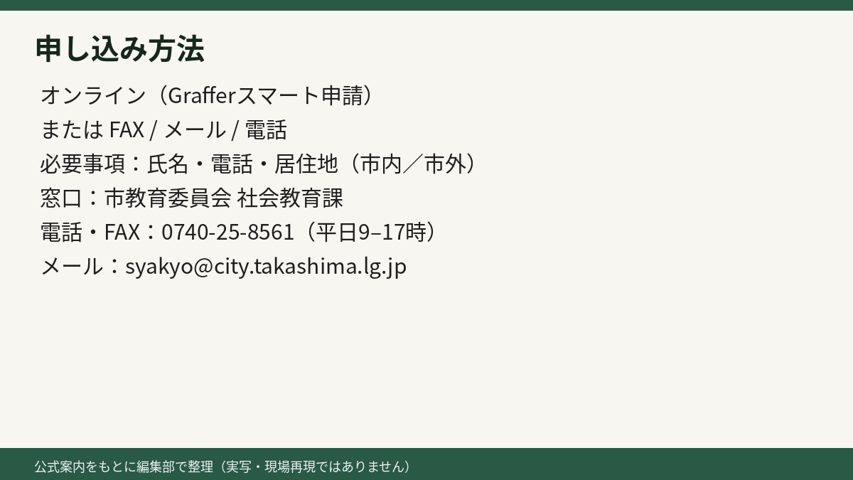 申し込み方法の整理